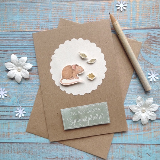 Paljon onnea syntymäpäivänä (hiiri) - Kortti A6