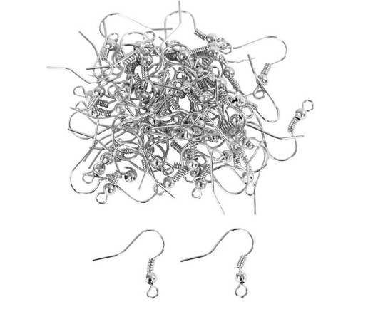 Korviskoukku 10 kpl (5 paria) - Hopeanvärinen, 18mm