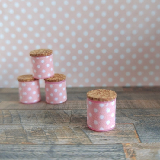 Nukkekodin Säilytyspurkki - Pallokuvio Vaaleanpunainen