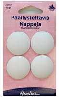 Hemline Päällystettävä Nappi 29 mm valkoinen 6 kpl