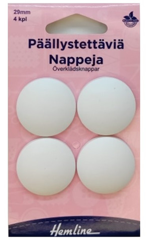 Hemline Päällystettävä Nappi 29 mm valkoinen 6 kpl