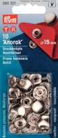 Prym Painonappi Anorak 15 mm hopea Täyttöpakkaus