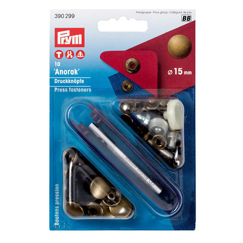Prym Painonappi Anorak 15 mm messinkipatina 10 kpl