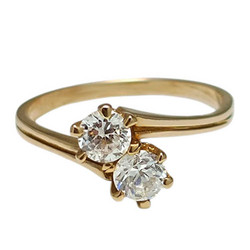 Zirkonia-kivisormus kahdella kivellä, 585-keltakultaa 