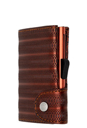 C-Secure Red metallic turvalompakko aitoa nahkaa, punainen