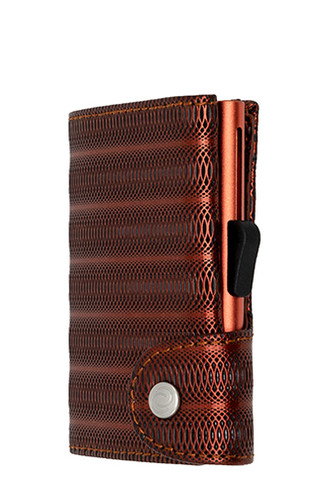 C-Secure Red metallic turvalompakko aitoa nahkaa, punainen