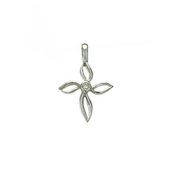 Risti-riipus timantilla 13mm korkea, valkokultaa