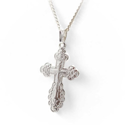 RMV-Korut Ortodoksi Risti-riipus 28mm korkea ketjulla, hopeaa