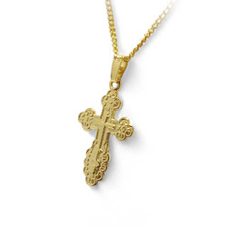 RMV-Korut Ortodoksi Risti-riipus 22mm korkea ketjulla, kullattua hopeaa