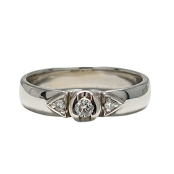 Timanttisormus kahdella sivukivellä, valkokultaa 