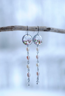 Valonpisarat-korvakorut, kanerva/hopea