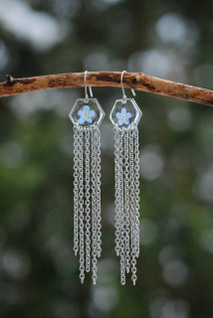 Valotar-korvakorut, sininen lemmikki/hopea