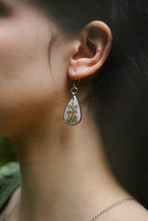 Kanerva -pisarakorvakorut, valkoinen/hopea