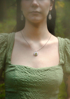 Kanerva -riipus, valkoinen/hopea