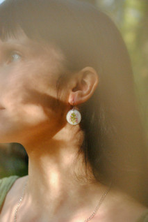 Kanerva -korvakorut, valkoinen/hopea