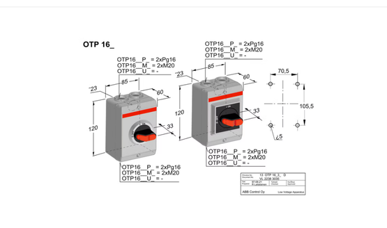 TURVAKYTKIN VIPU ABB OTP16HT3M251 3-NAP 7,5kW IP65