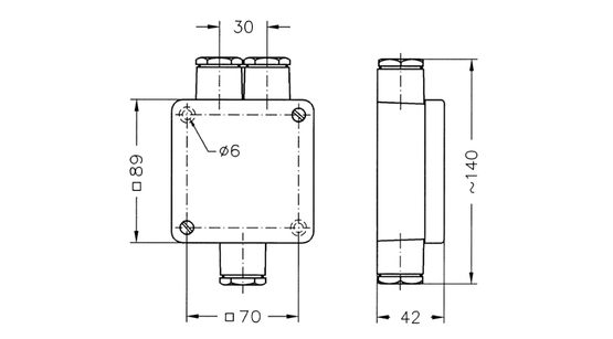 JAKORASIA IP67 SELCAST 87x87 SILUM. 4-HAAR. 2,5mm2
