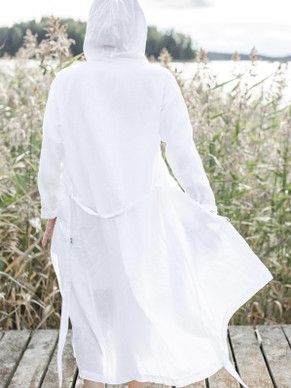 Usva pellava-aamutakki, valkoinen