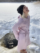 Usva pellava-aamutakki, vanha roosa