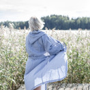 Usva pellava-aamutakki, siniharmaa