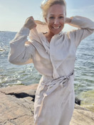 Usva pellava-aamutakki, beige