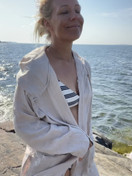 Usva pellava-aamutakki, beige