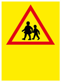 Varo leikkiviä lapsia kyltti Omalla tekstillä