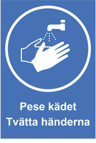 Pese kädet suomi - ruotsi kyltti