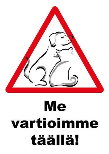 Koira ja kissa vartio kyltti