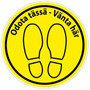 Odota tässä lattiatarra keltainen