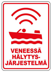 Veneessä hälytysjärjestelmä tarra