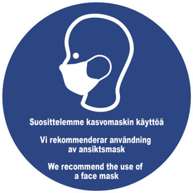 Suosittelemme kasvomaskin käyttöä tarra