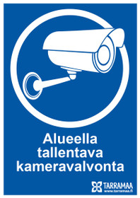 Alueella tallentava kameravalvonta tarra