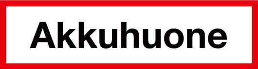 Akkuhuone kyltti