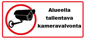 Alueella tallentava kameravalvonta pieni -tarra