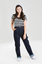 15472 HELL BUNNY CARPENTER vyötärömittaiset denim farkut, navy 