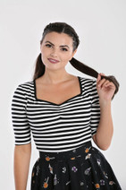 60158 HELL BUNNY WARLOCK TOP, BLK/WHT