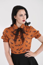 60061 HELL BUNNY VIXEY BLOUSE, brown