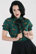 60061 HELL BUNNY VIXEY BLOUSE, GRN