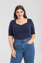60155 HELL BUNNY PHILIPPA TOP, NAVY