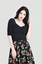 60155 HELL BUNNY PHILIPPA TOP, BLK 