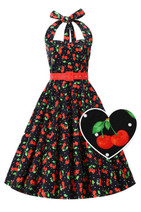 90512 DOLLY & DOTTY  DAISY Red Cherry Halter Dress