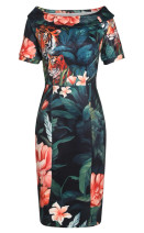 55994 DOLLY & DOTTY VALERIE Fitted Off-the-Shoulder Vintage Dress in forest print