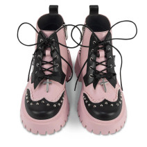 702 HOT CHOCOLATE DESIGN Dolly Revolt boots – pink & studded