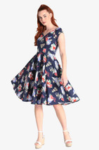 40410 HELL BUNNY MISA MIDI DRESS, NVY