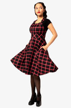 40431 HELL BUNNY JANINE PINAFORE DRESS, black/red