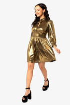 40443 HELL BUNNY GIGI MINI DRESS, gold