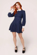 40449 HELL BUNNY COSTELLO KNEE DRESS, NAVY/WHITE