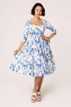 40467 HELL BUNNY ADELINE – 50-luvun tyylinen kellomekko hihoilla