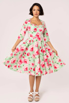 40473 HELL BUNNY CLAIRE kellohelmainen ruusukuosinen mekko